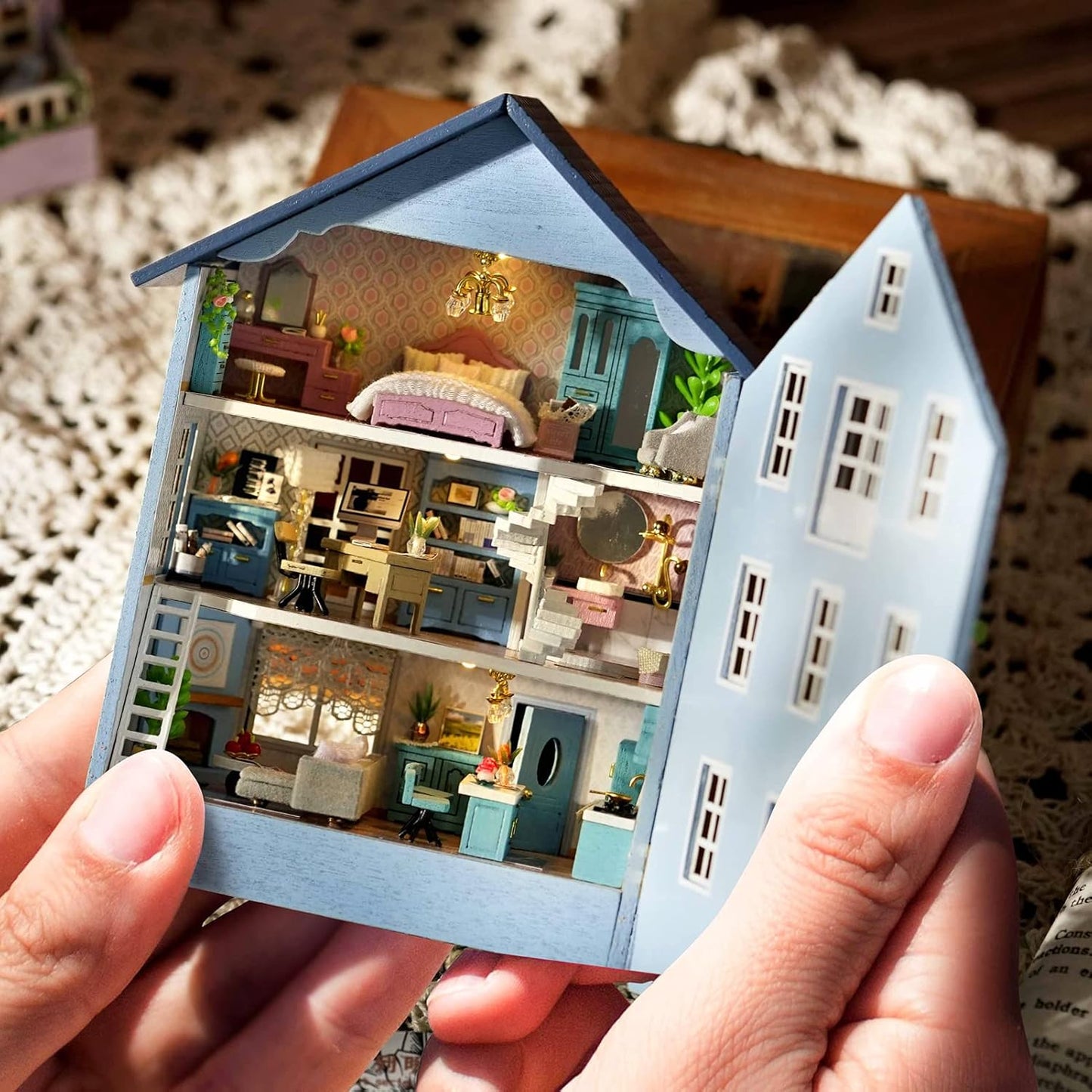 HYUKBI DIY Miniature House Kit with LED Light