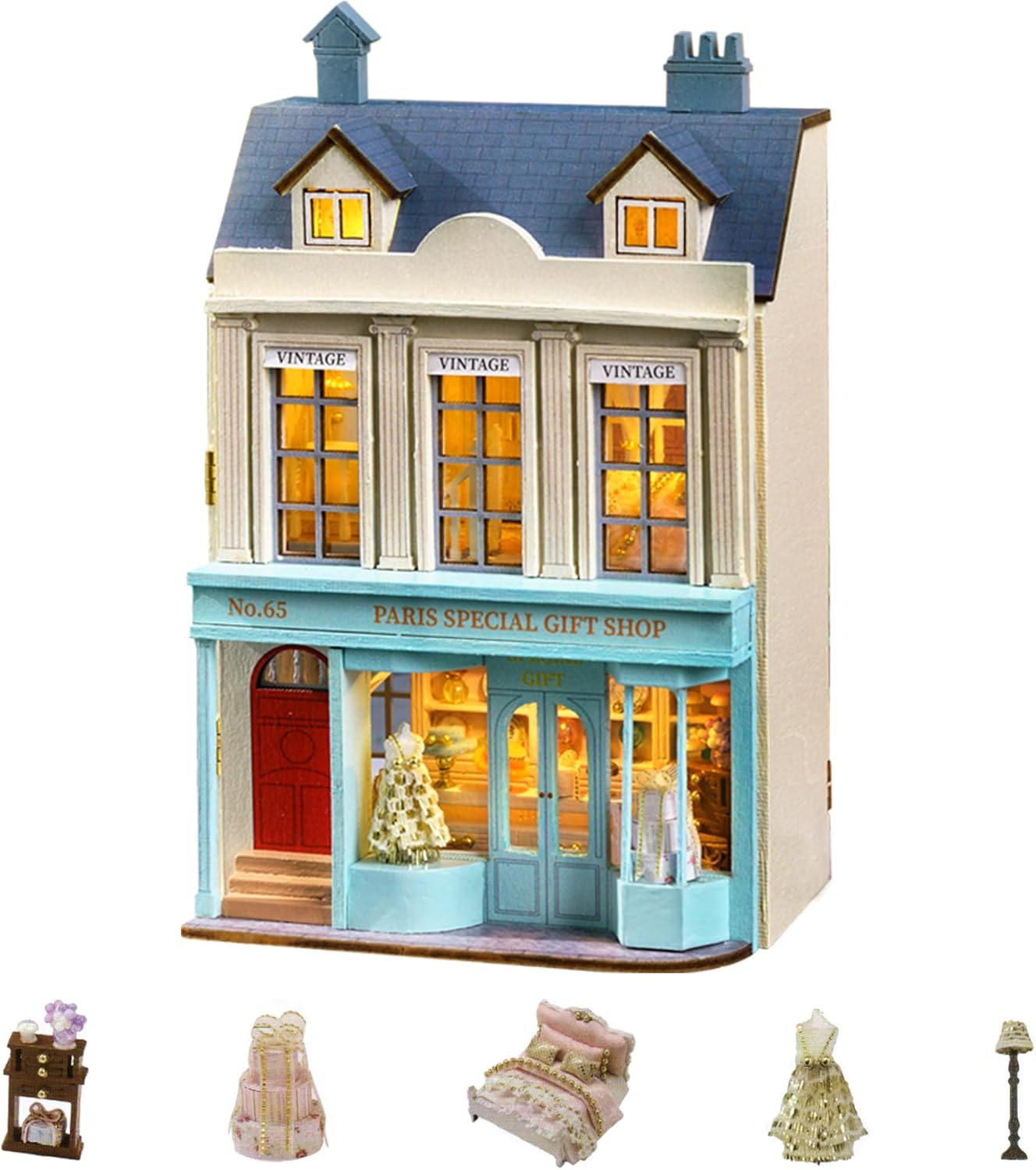 HYUKBI DIY Miniature House Kit with LED Light