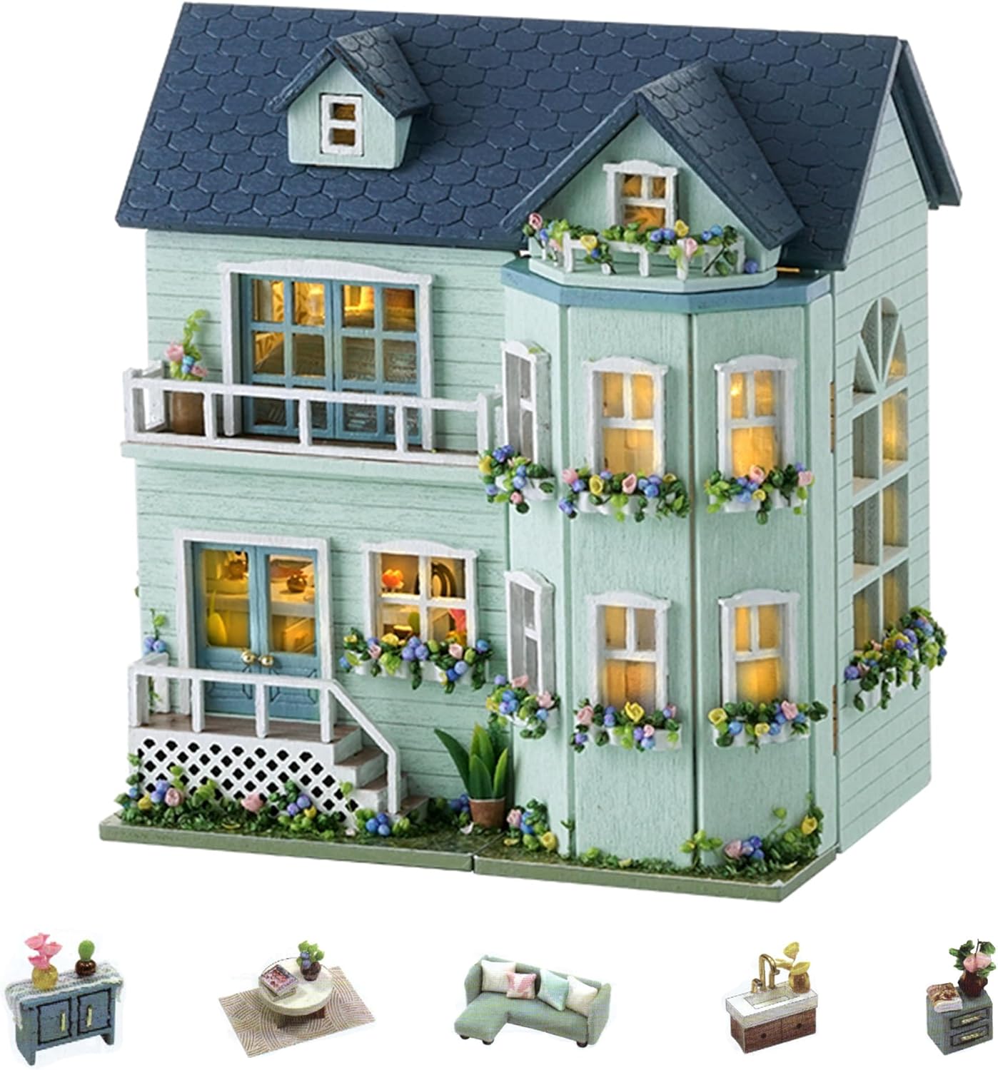 HYUKBI DIY Miniature House Kit with LED Light